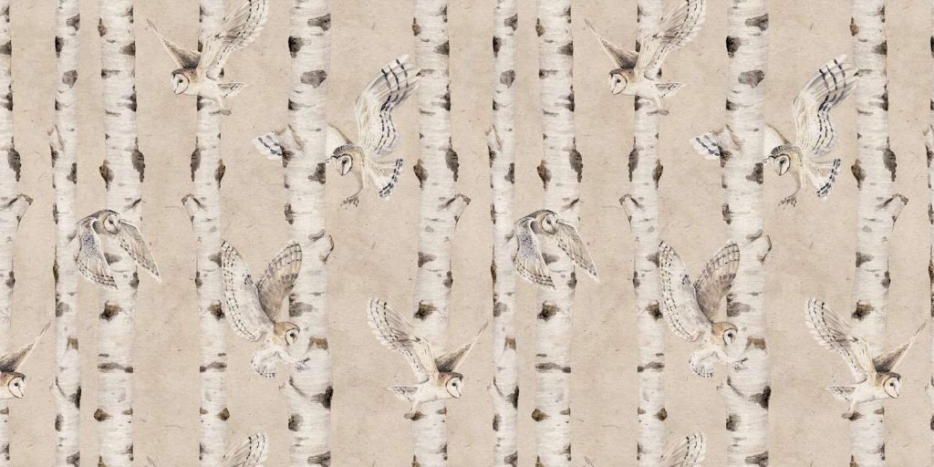 Birch and Owls - Beige - 120