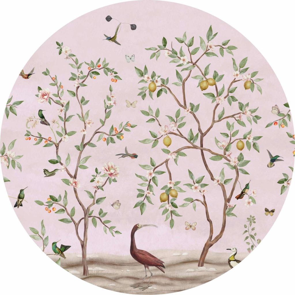 Lemon Tree Chinoiserie - Pink - Circle