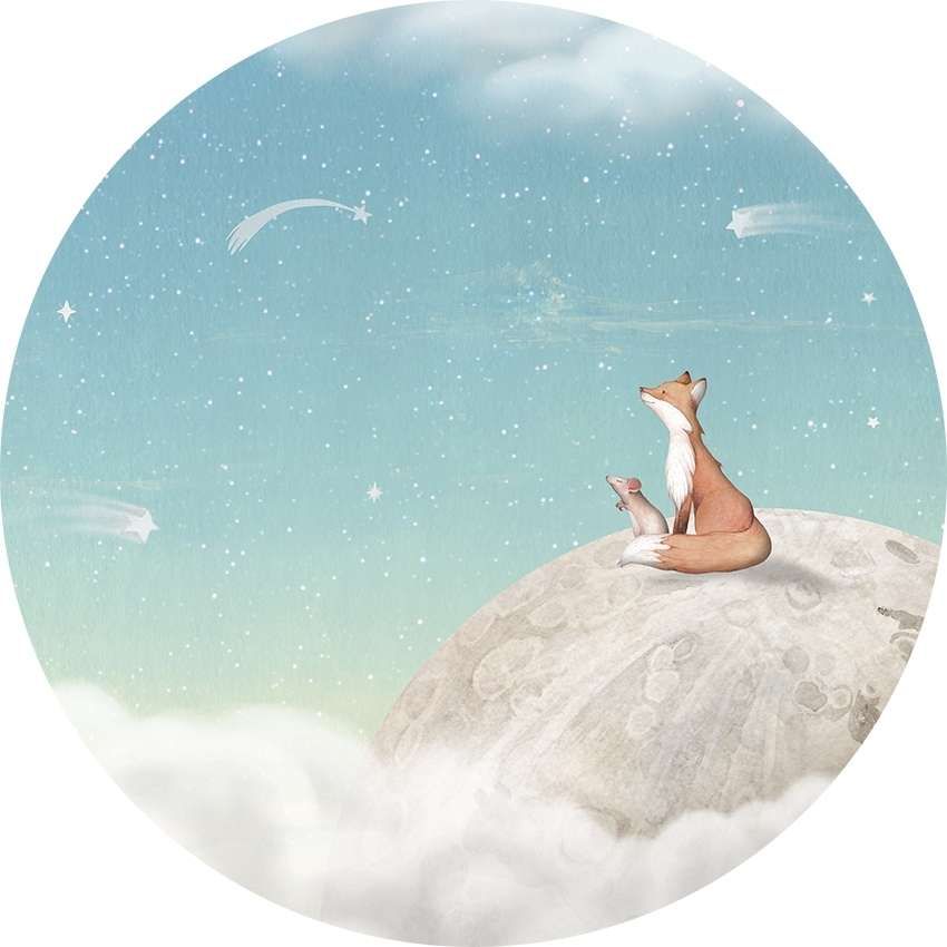 Fox on the Moon - Green - Circle