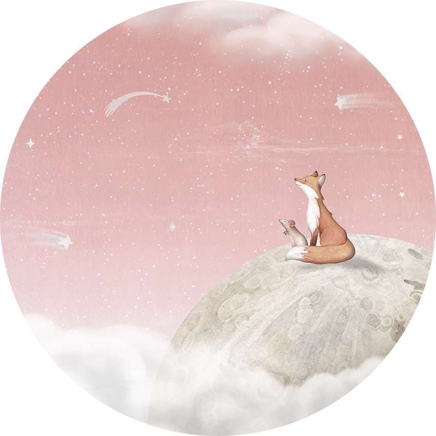 Fox on the Moon - Pink - Circle