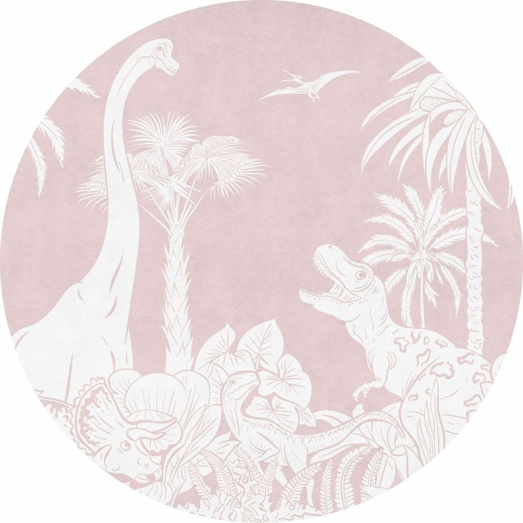 Monochrome Dino - Pink- Circle