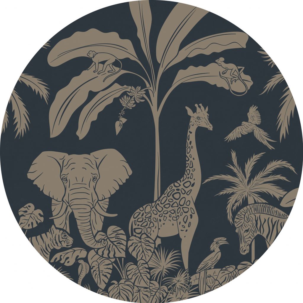 Monochrome Jungle - Blue Vintage - Circle