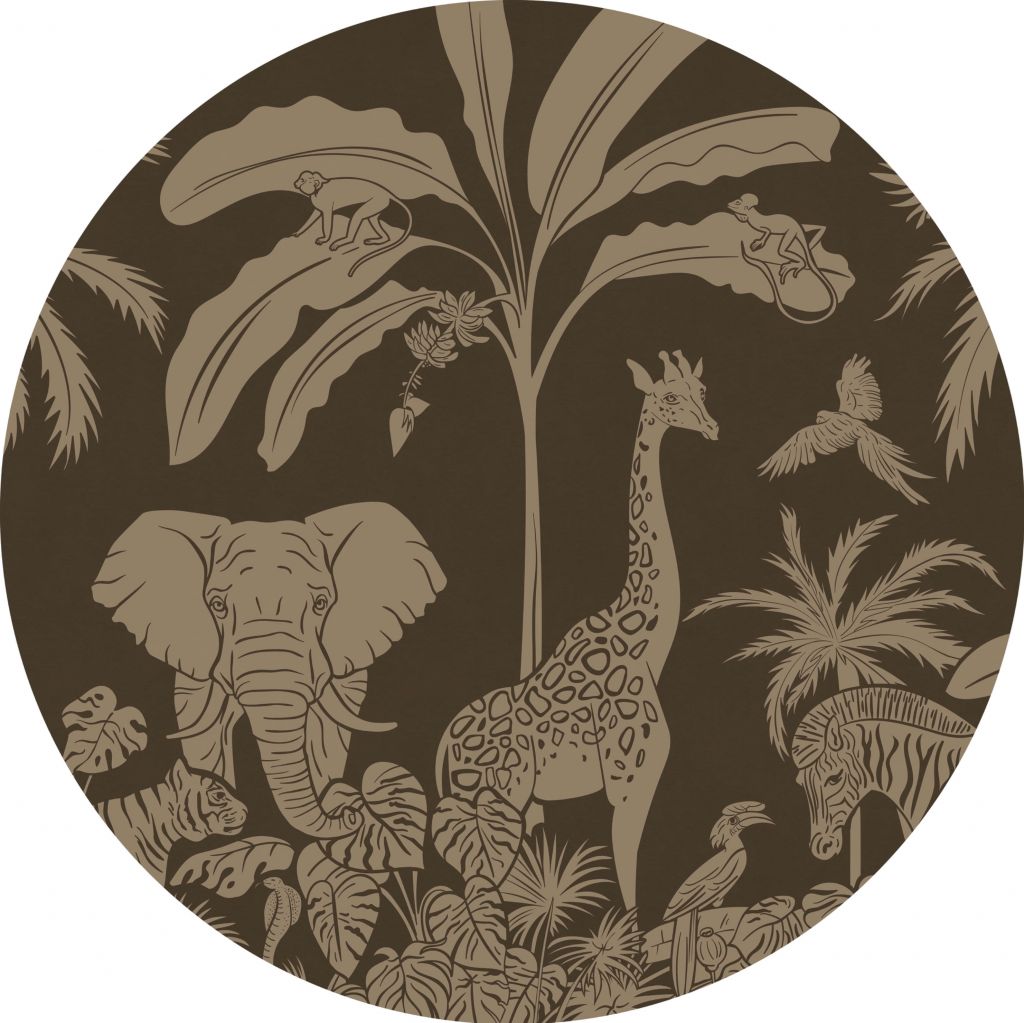 Monochrome Jungle - Brown Vintage - Circle