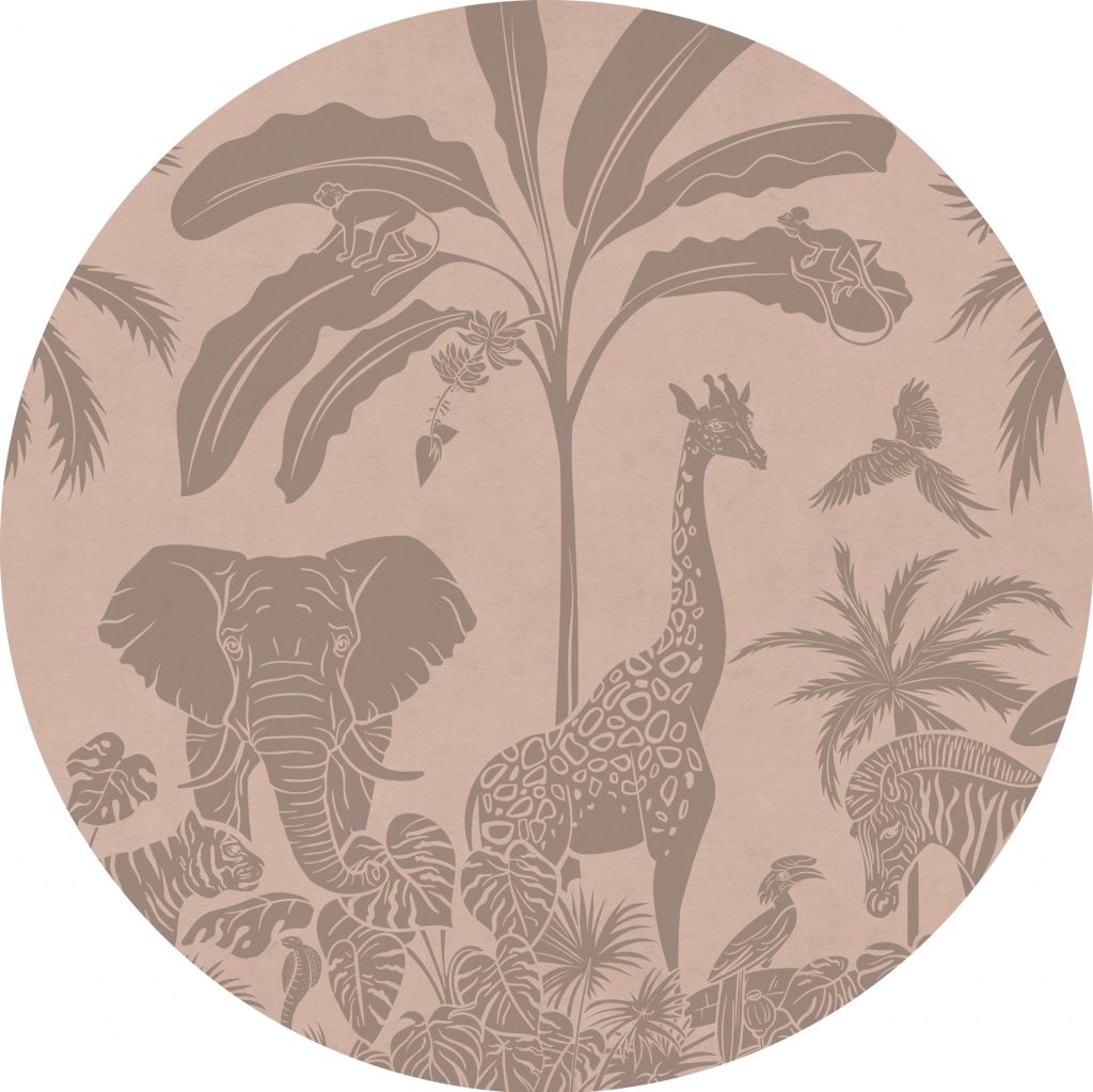 Monochrome Jungle - Pink Vintage - Circle