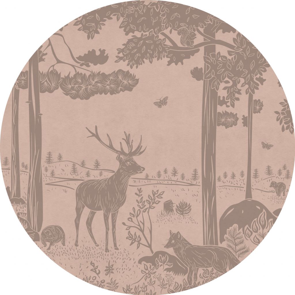 Monochrome Forest - Pink Vintage - Circle