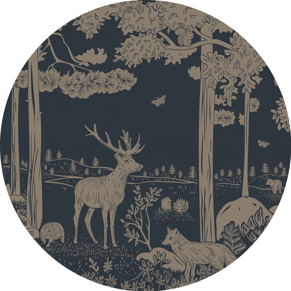 Monochrome Forest - Blue Vintage - Circle