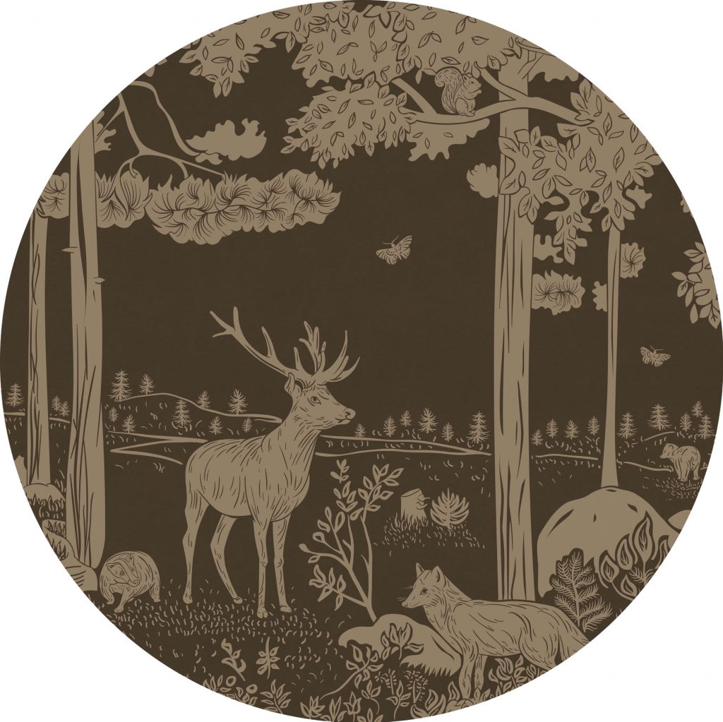 Monochrome Forest - Brown Vintage - Circle